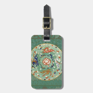 Vintage Chinese Blue Green Circle Luggage Tag