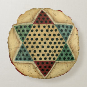 Vintage Chinese Chequerboard by Ethan Harper Round Pillow