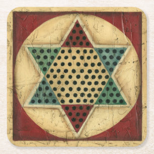 Vintage Chinese Chequerboard by Ethan Harper Square Paper Coaster