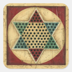 Vintage Chinese Chequerboard by Ethan Harper Square Sticker