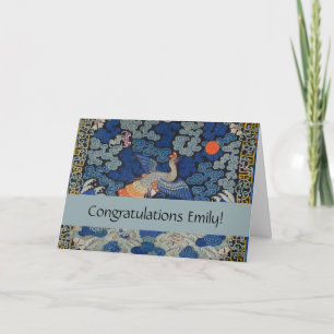 Vintage Chinese Crane Pattern: Imperial Blue Card