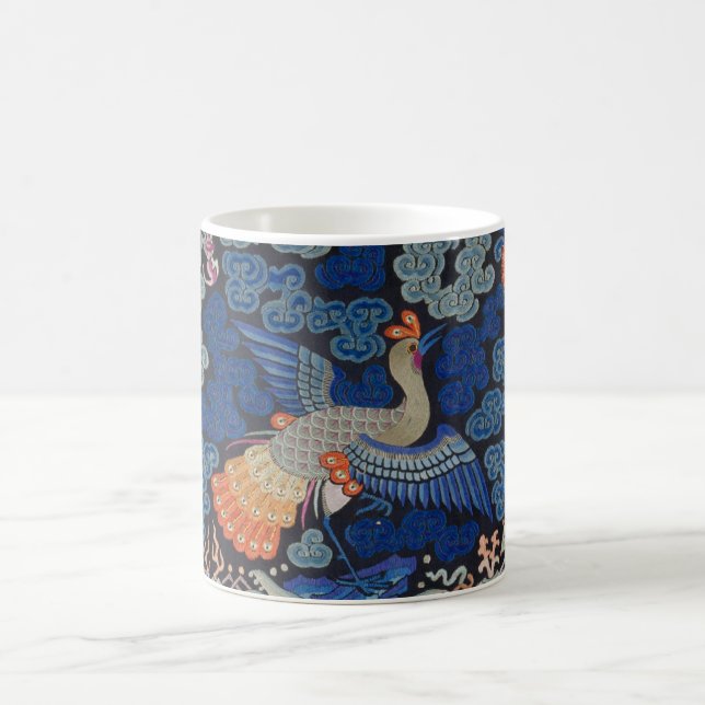 Vintage Chinese Crane Pattern: Imperial Blue Coffee Mug (Center)