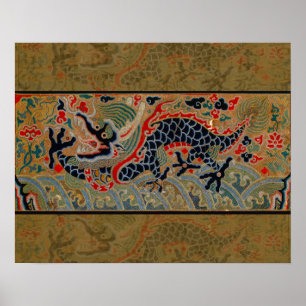 Vintage Chinese Dragon Symbol of Strength Poster