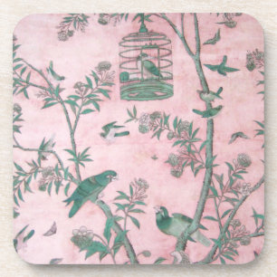 Vintage Chinese Floral Beverage Coaster Set