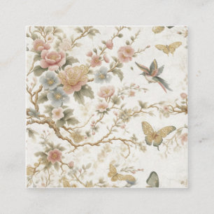 Vintage Chinese Floral Pattern with Hummingbird Enclosure Card