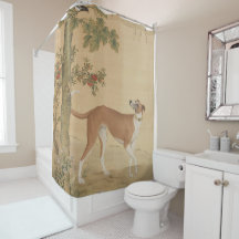 Vintage Chinese Greyhound Dog & Bird Art