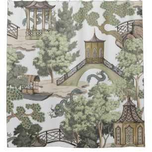 Vintage Chinese landscape seamless pattern. Chinoi