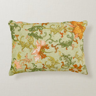 Vintage Chinese Ornament Jones Flowers Accent Pillow