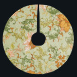 Vintage Chinese Ornament Jones Flowers   Brushed Polyester Tree Skirt<br><div class="desc">This intricate floral pattern is based on an illustration from Owen Jones's influential 1867 book, Examples of Chinese Ornament. The illustration features a beautiful repeating motif of stylized flowers and swirling vines in a striking palette of green and orange on a pale green background. The detailed and dynamic design is...</div>