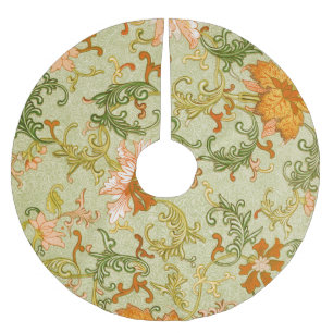 Vintage Chinese Ornament Jones Flowers Brushed Polyester Tree Skirt