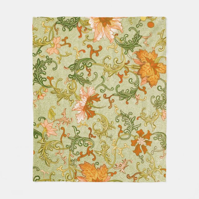 Vintage Chinese Ornament Jones Flowers   Fleece Blanket (Front)