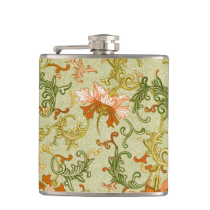 Vintage Chinese Ornament Jones Flowers   Hip Flask