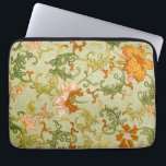 Vintage Chinese Ornament Jones Flowers   Laptop Sleeve<br><div class="desc">This intricate floral pattern is based on an illustration from Owen Jones's influential 1867 book, Examples of Chinese Ornament. The illustration features a beautiful repeating motif of stylized flowers and swirling vines in a striking palette of green and orange on a pale green background. The detailed and dynamic design is...</div>