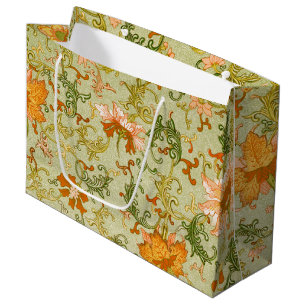 Vintage Chinese Ornament Jones Flowers Large Gift Bag