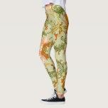 Vintage Chinese Ornament Jones Flowers   Leggings<br><div class="desc">This intricate floral pattern is based on an illustration from Owen Jones's influential 1867 book, Examples of Chinese Ornament. The illustration features a beautiful repeating motif of stylized flowers and swirling vines in a striking palette of green and orange on a pale green background. The detailed and dynamic design is...</div>
