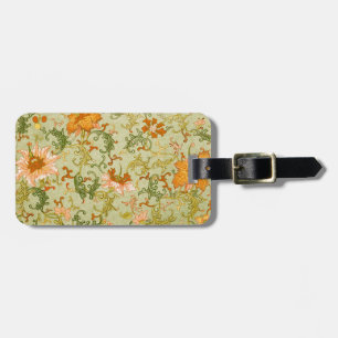 Vintage Chinese Ornament Jones Flowers   Luggage Tag