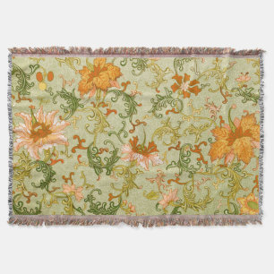 Vintage Chinese Ornament Jones Flowers   Throw Blanket
