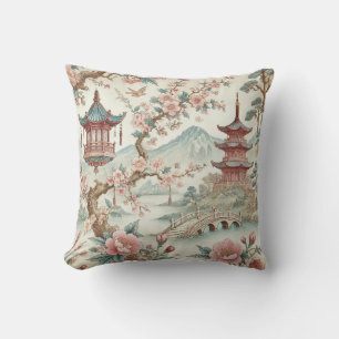 Vintage Chinese toile Throw Pillow