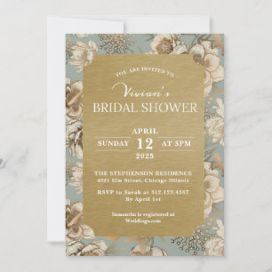 Vintage Chinoiserie Floral and Bird Bridal Shower Invitation