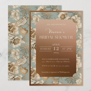 Vintage Chinoiserie Floral and Bird Bridal Shower Invitation