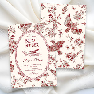 Vintage Chinoiserie floral bird bridal shower Invitation