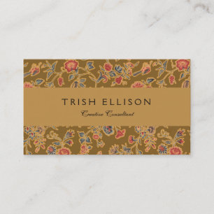 Vintage Chinoiserie Floral Brocade 18th Century Business Card