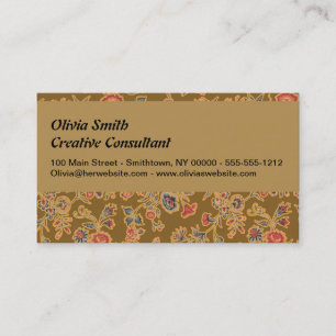 Vintage Chinoiserie Floral Brocade 18th Century Business Card