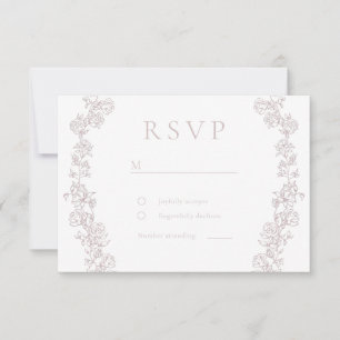 Vintage Chinoiserie Floral Wreath Wedding RSVP Card
