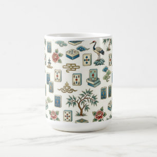 Vintage Chinoiserie Mahjong Tile Coffee Mug