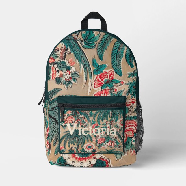 Vintage Chintz Floral Tropical Pattern Printed Backpack (Front)
