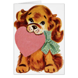 Vintage chiot tient le coeur
