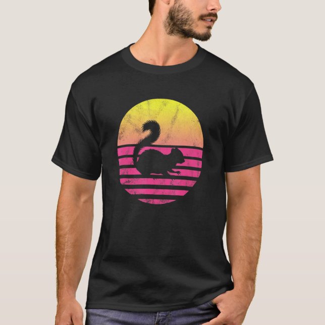 Vintage Chipmunk Sunset Retro Squirrel T-Shirt (Front)