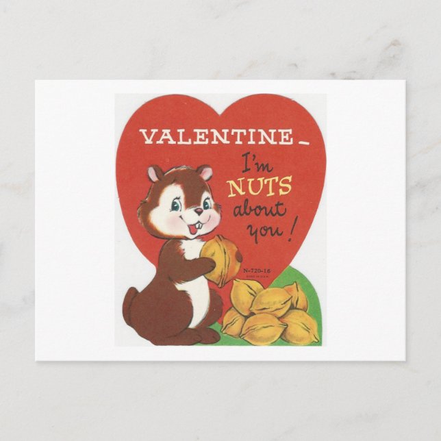 Vintage Chipmunk Valentine Holiday Postcard (Front)