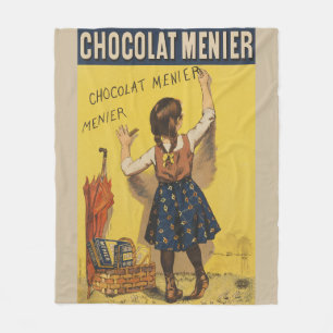 Vintage Chocolat Menier French Poster Bouisset Art Fleece Blanket