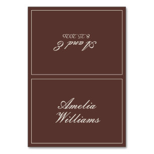 Vintage Chocolate Brown Old Money Fancy Wedding Table Number