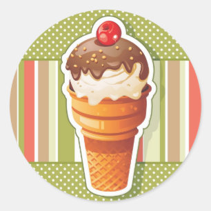Vintage Chocolate ice cream Classic Round Sticker