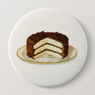 Vintage Chocolate Iced Layer Cake 4 Inch Round Button
