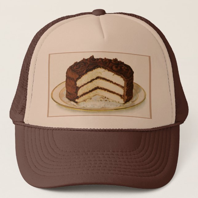 Vintage Chocolate Iced Layer Cake Trucker Hat (Front)