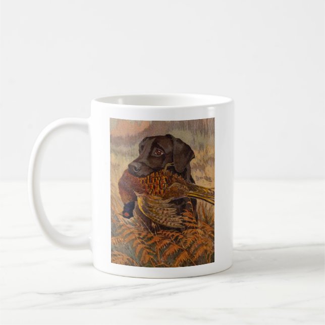 Vintage Chocolate Lab Hunting Coffee Mug (Left)