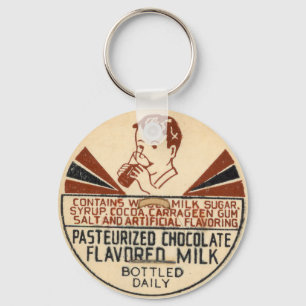 Vintage Chocolate Milk Bottle Cap Keychain