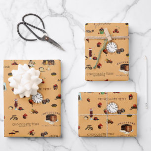 Vintage Chocolate Pattern  Wrapping Paper Sheet