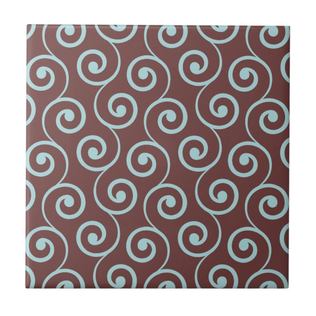 Vintage Chocolate Swirl in Aqua Tile (Front)