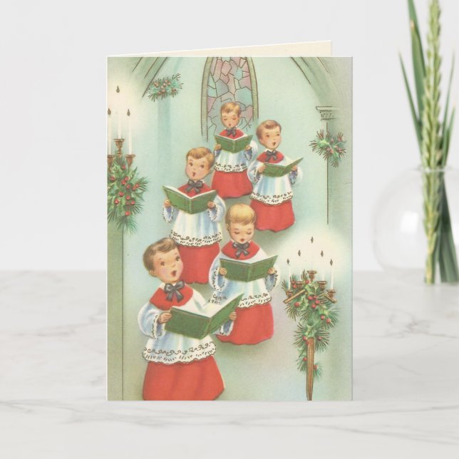 Vintage Choir Boys Christmas Holiday Card (Front)
