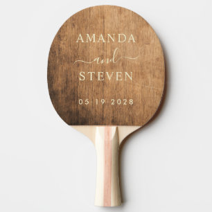 Vintage Chopping Block Couple Names with Wedding Ping Pong Paddle