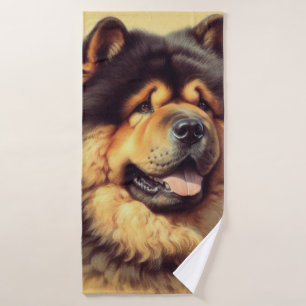 Vintage Chow-Chow Painting Bath Towel