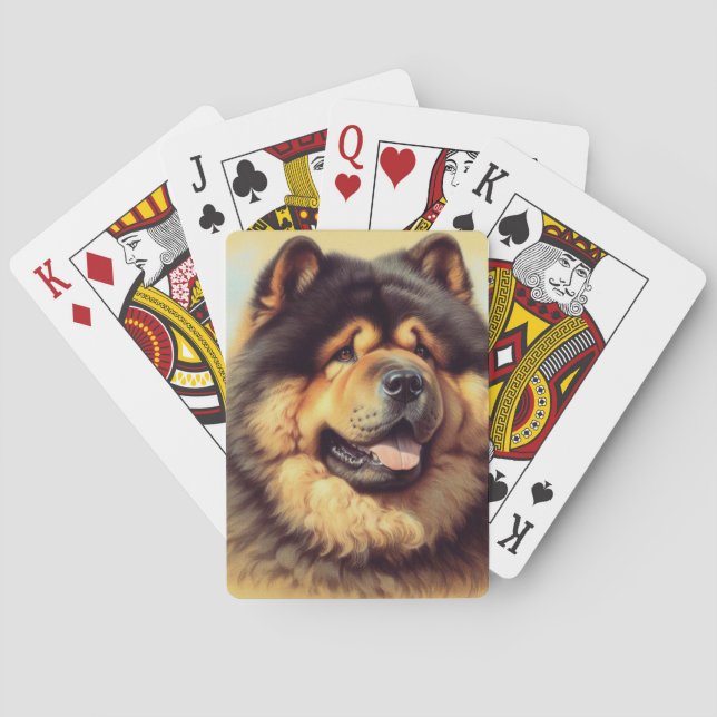 Vintage Chow-Chow Painting Playing Cards (Back)