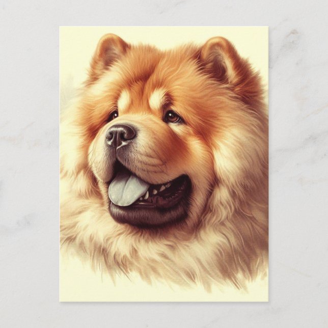 Vintage Chow-Chow Painting Postcard (Front)
