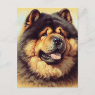 Vintage Chow-Chow Painting Postcard