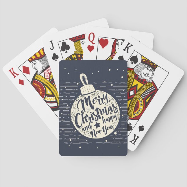 Vintage Chrismas Ball Typography Playing Cards (Back)