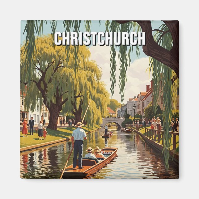 Vintage Christchurch New Zealand Avon River Magnet (Front)
